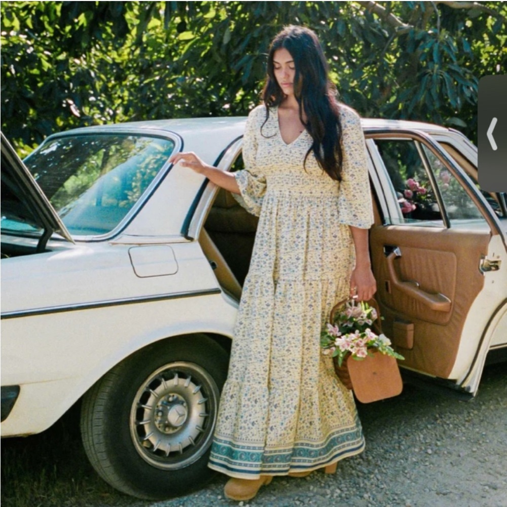 NWT Christy Dawn The Basil Dress | Larkspur Ditsy Field Silk-Cotton